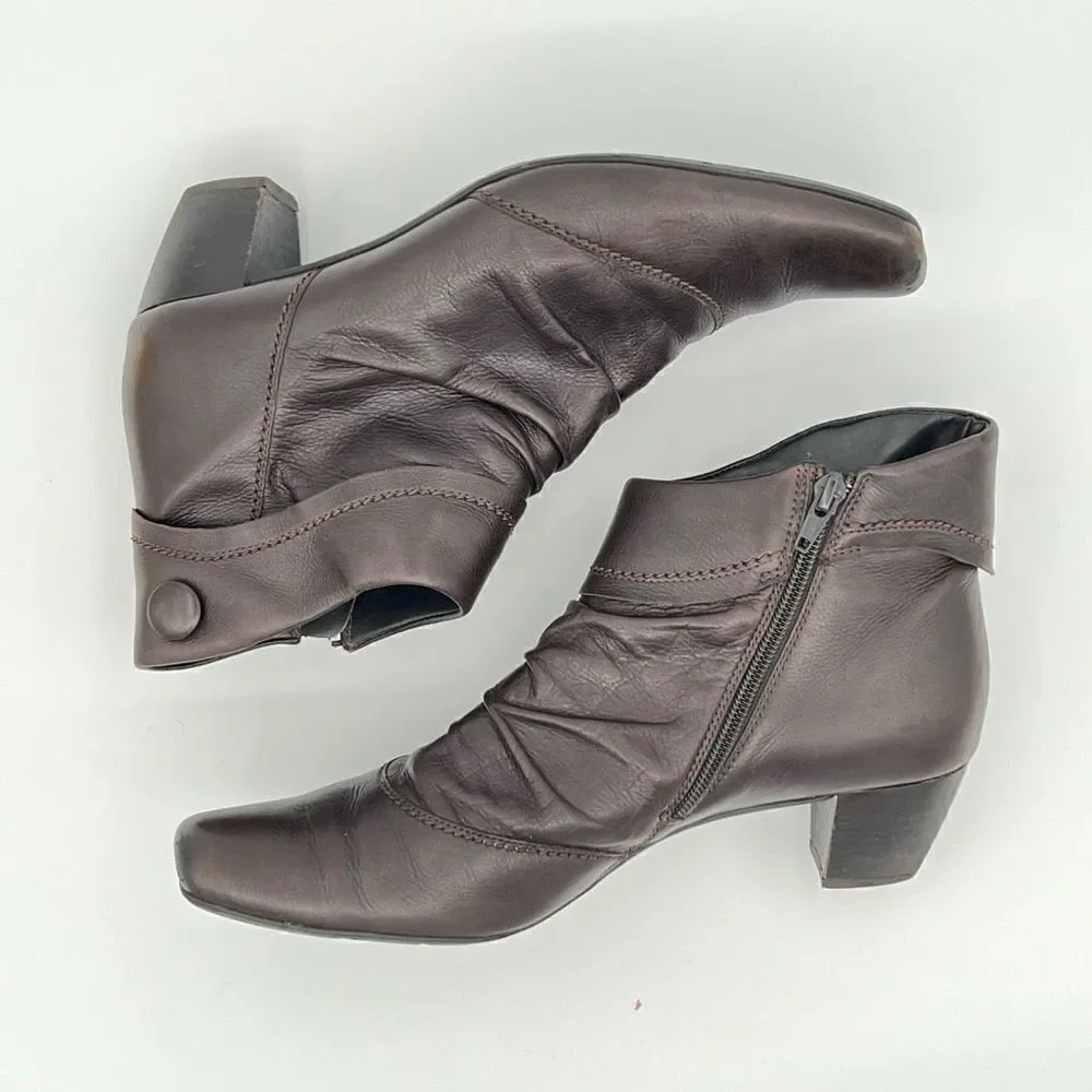 PAUL GREEN Munchen Women's Brown Leather Western Ankle Boot Zipup Sz 7.5